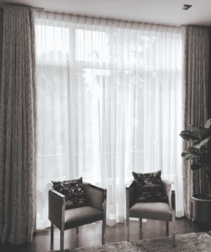 Rèm vải 2 lớp hoa văn màu trắng kem